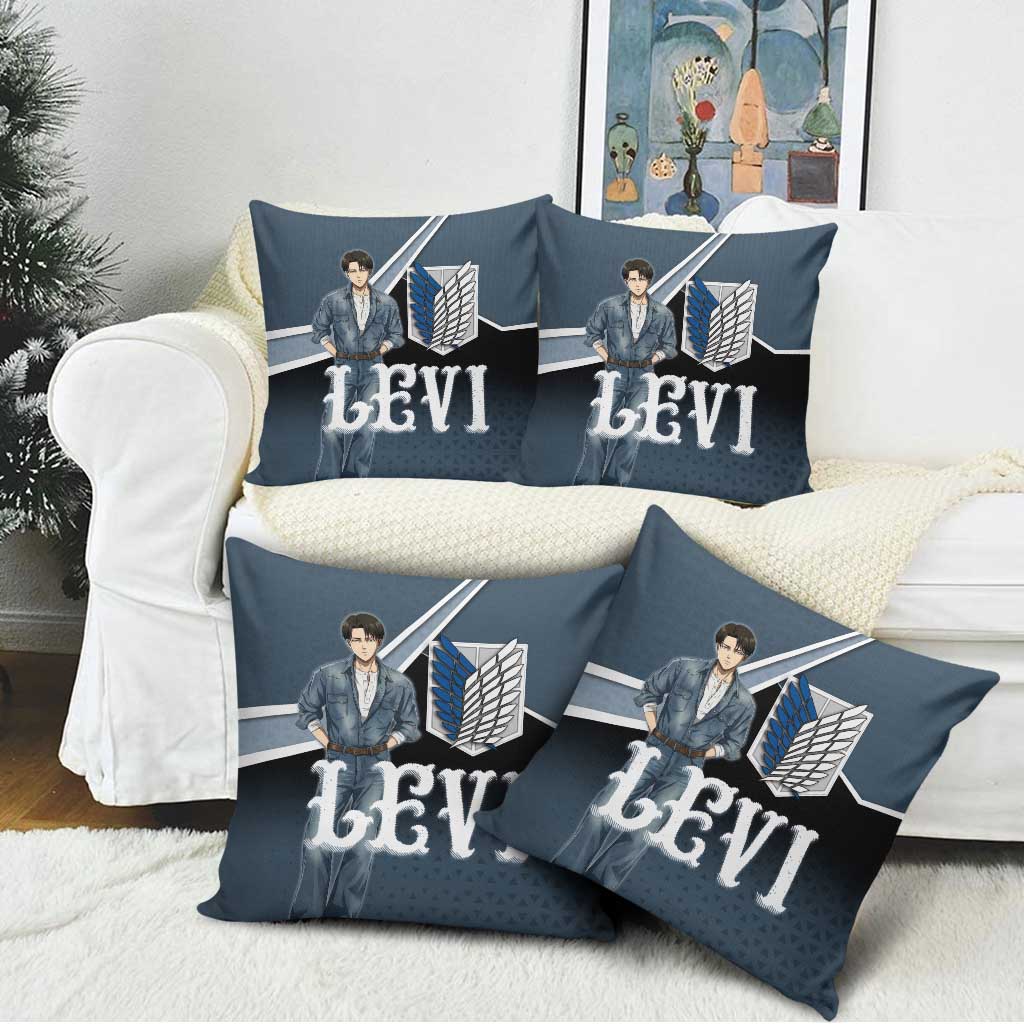 Levi Attack on Titan Pillow Cover Anime Denim Illustration