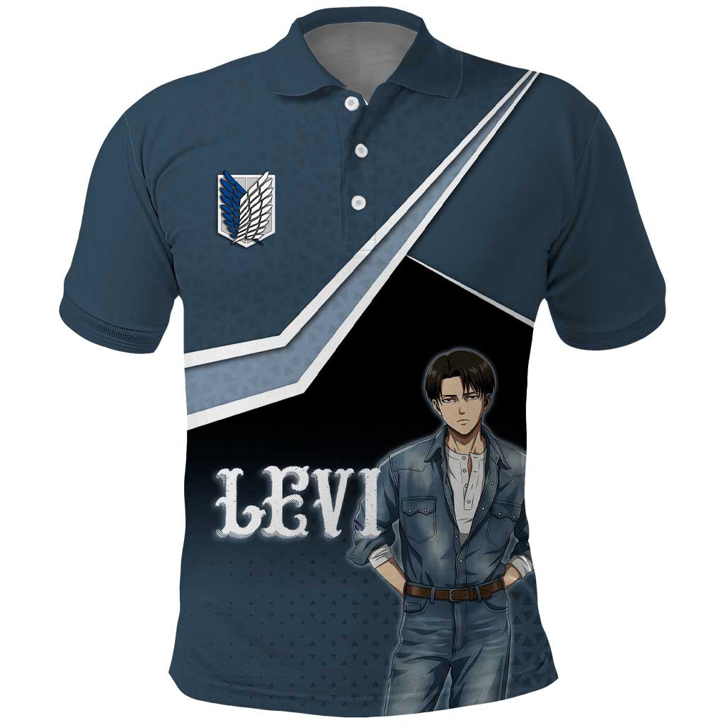 Levi Attack on Titan Polo Shirt Anime Denim Illustration