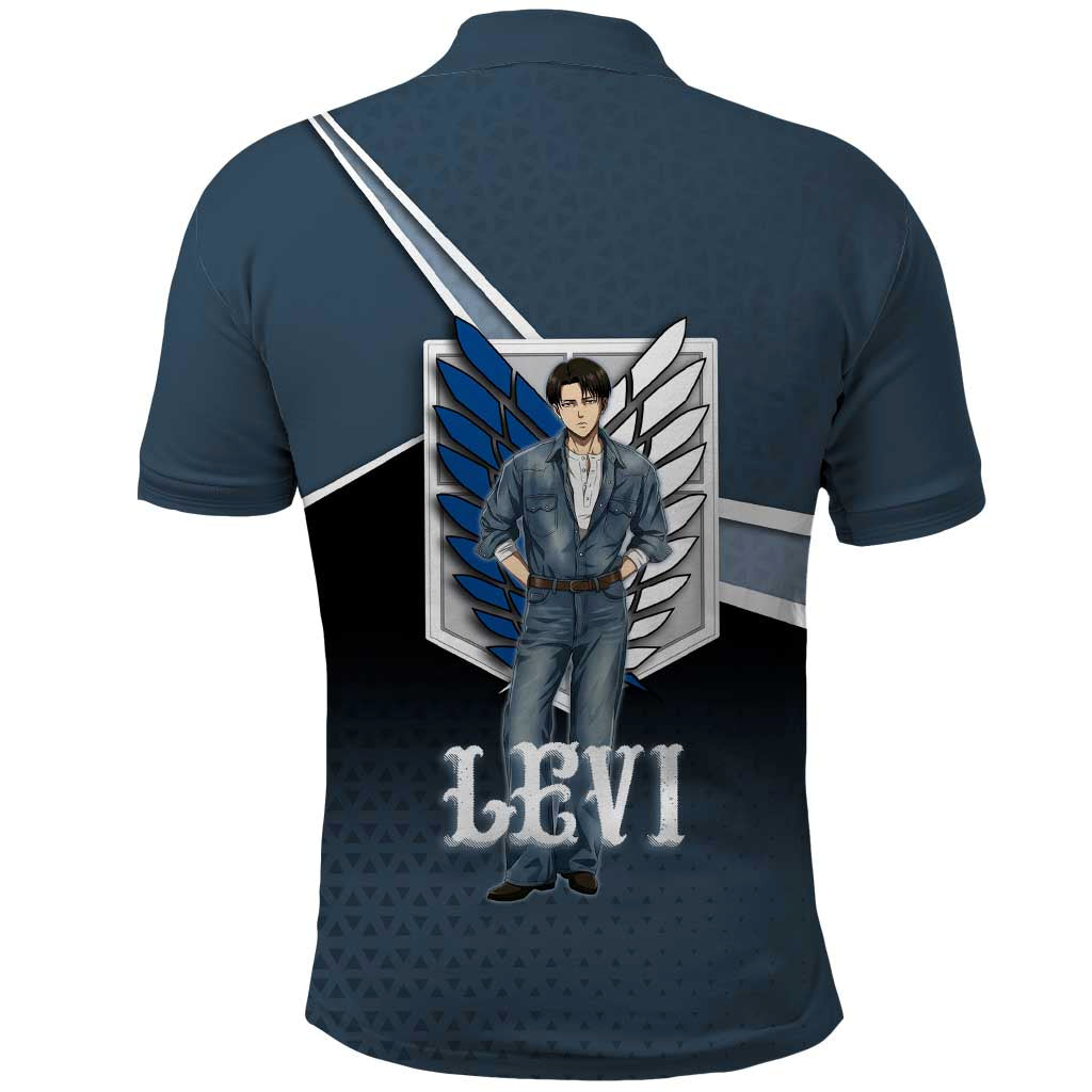Levi Attack on Titan Polo Shirt Anime Denim Illustration