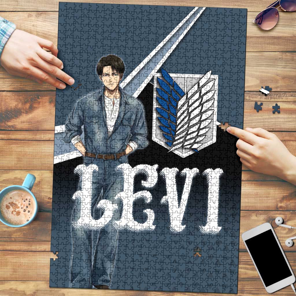 Levi Attack on Titan Puzzle Anime Denim Illustration