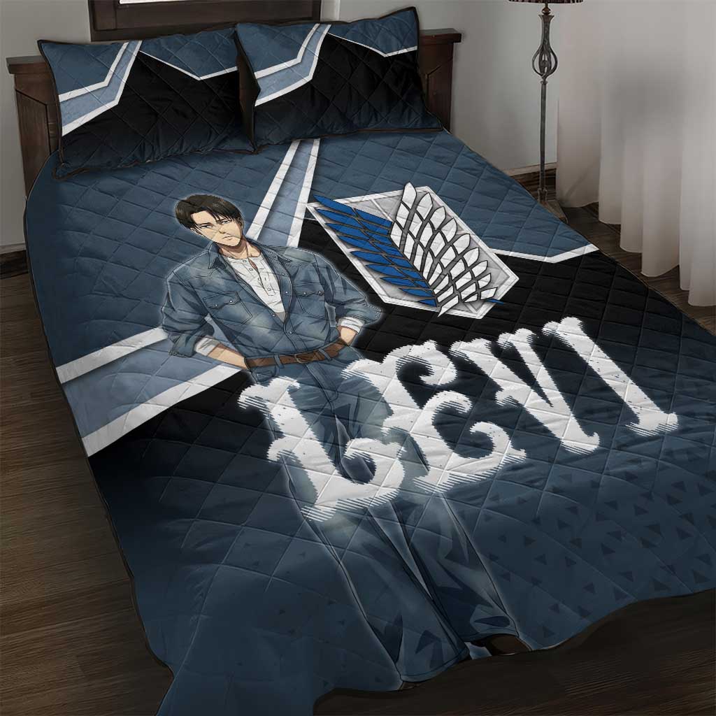 Levi Attack on Titan Quilt Bed Set Anime Denim Illustration