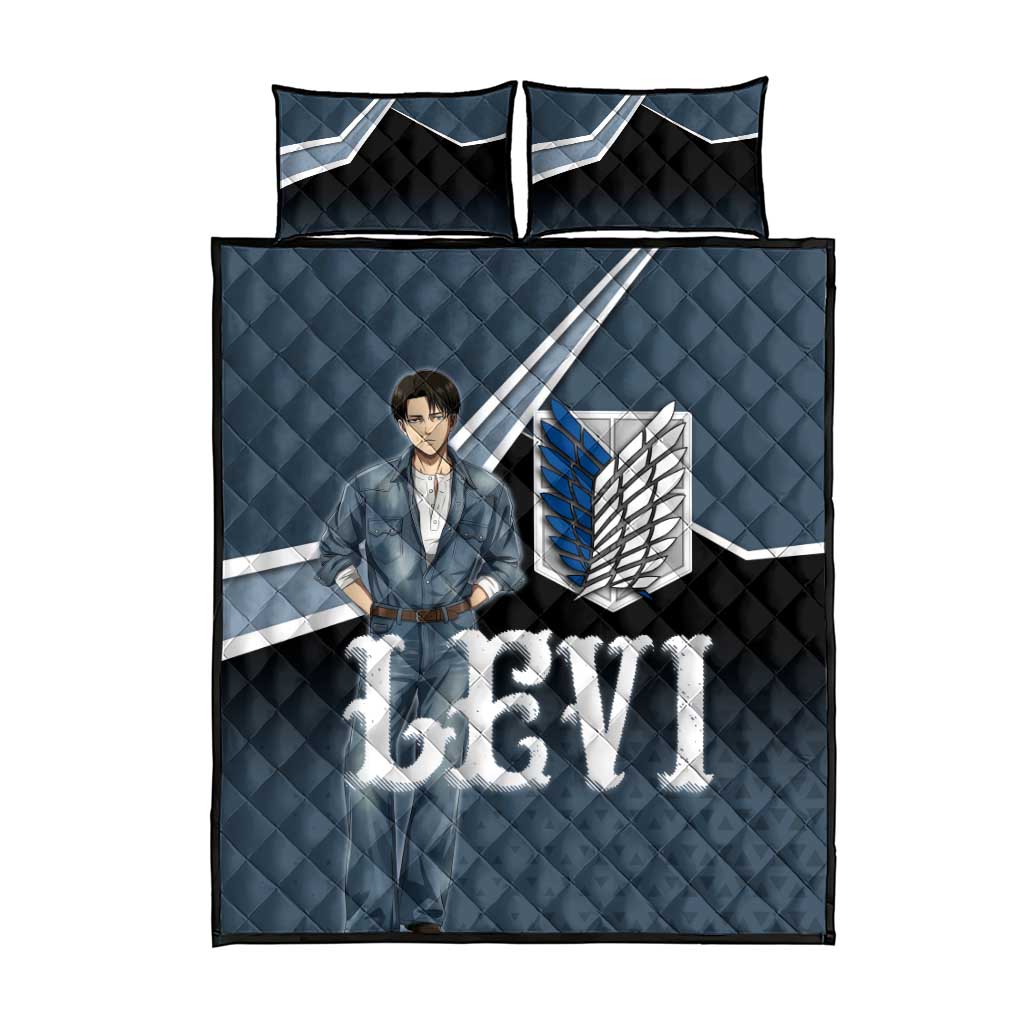 Levi Attack on Titan Quilt Bed Set Anime Denim Illustration