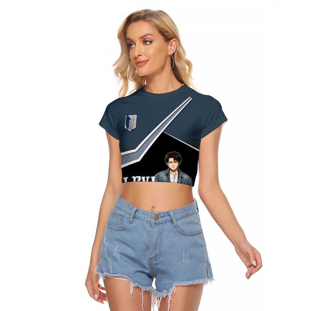 Levi Attack on Titan Raglan Cropped T Shirt Anime Denim Illustration