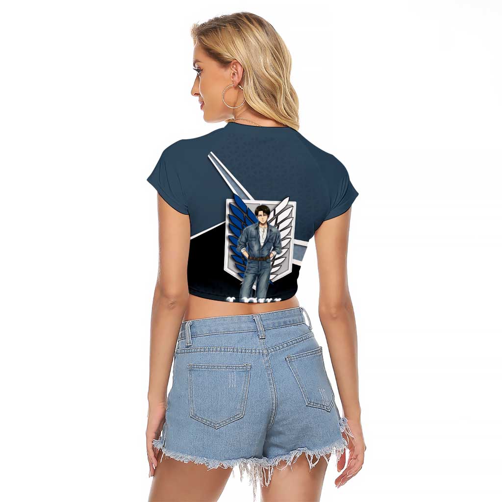 Levi Attack on Titan Raglan Cropped T Shirt Anime Denim Illustration