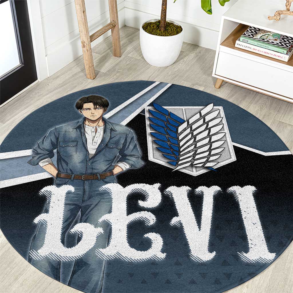 Levi Attack on Titan Round Carpet Anime Denim Illustration