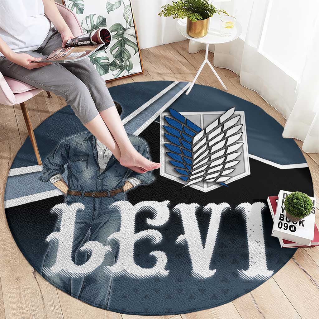 Levi Attack on Titan Round Carpet Anime Denim Illustration