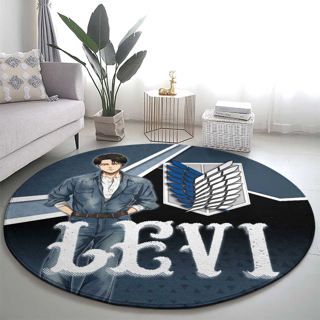 Levi Attack on Titan Round Carpet Anime Denim Illustration