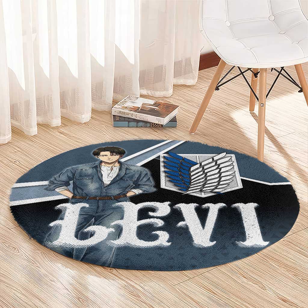 Levi Attack on Titan Round Carpet Anime Denim Illustration