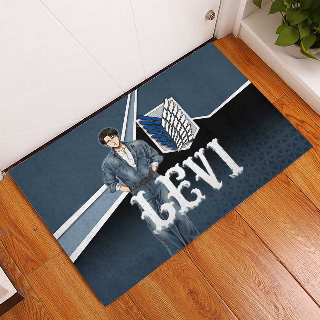 Levi Attack on Titan Rubber Doormat Anime Denim Illustration