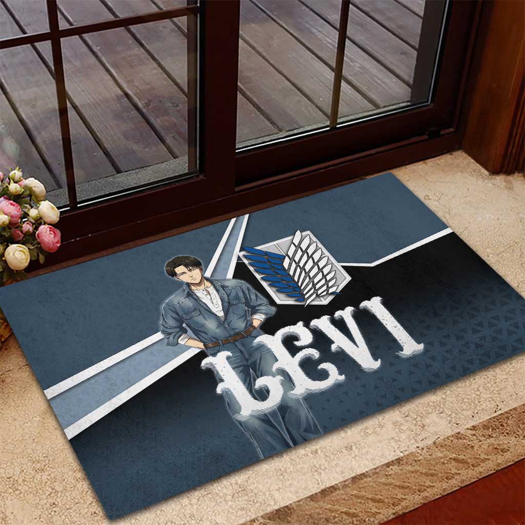 Levi Attack on Titan Rubber Doormat Anime Denim Illustration