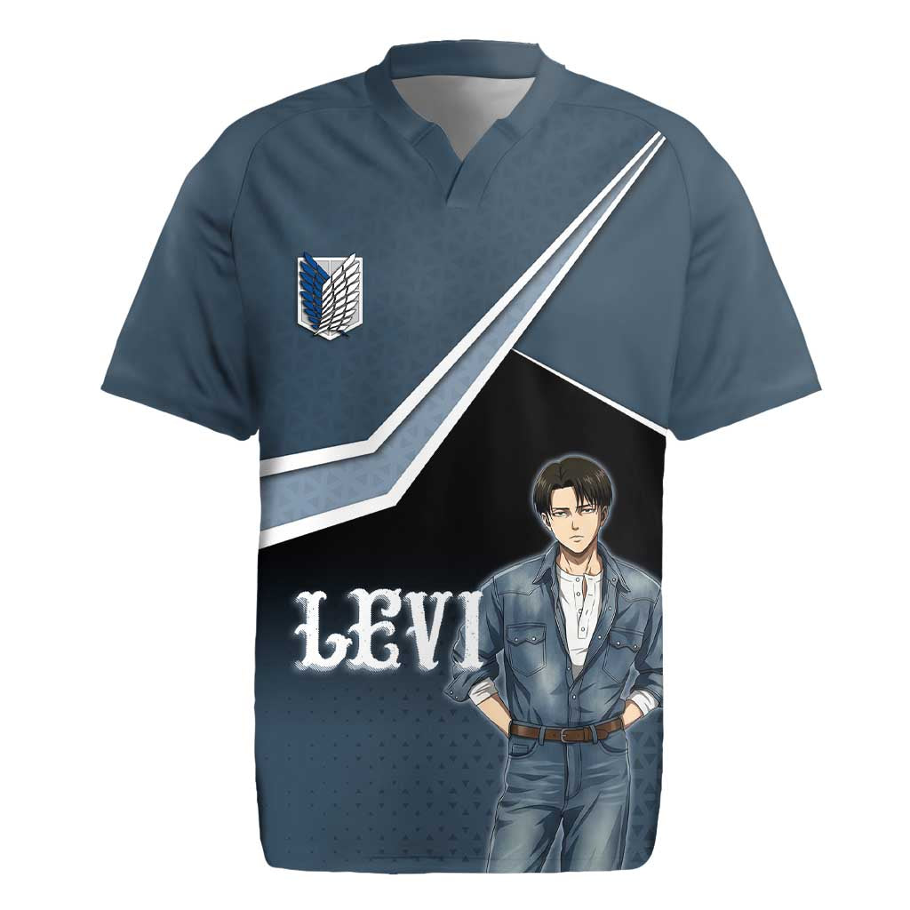 Levi Attack on Titan Rugby Jersey Anime Denim Illustration