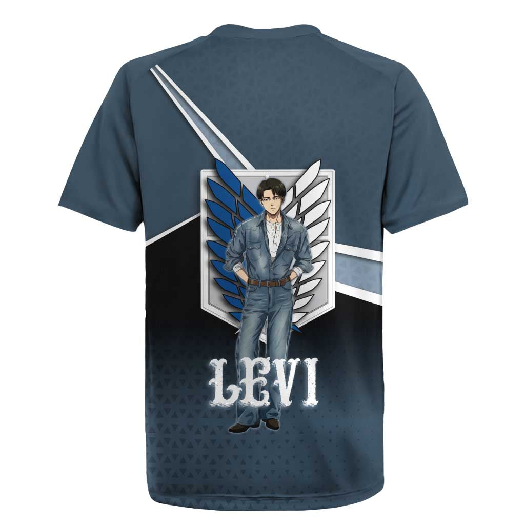 Levi Attack on Titan Rugby Jersey Anime Denim Illustration