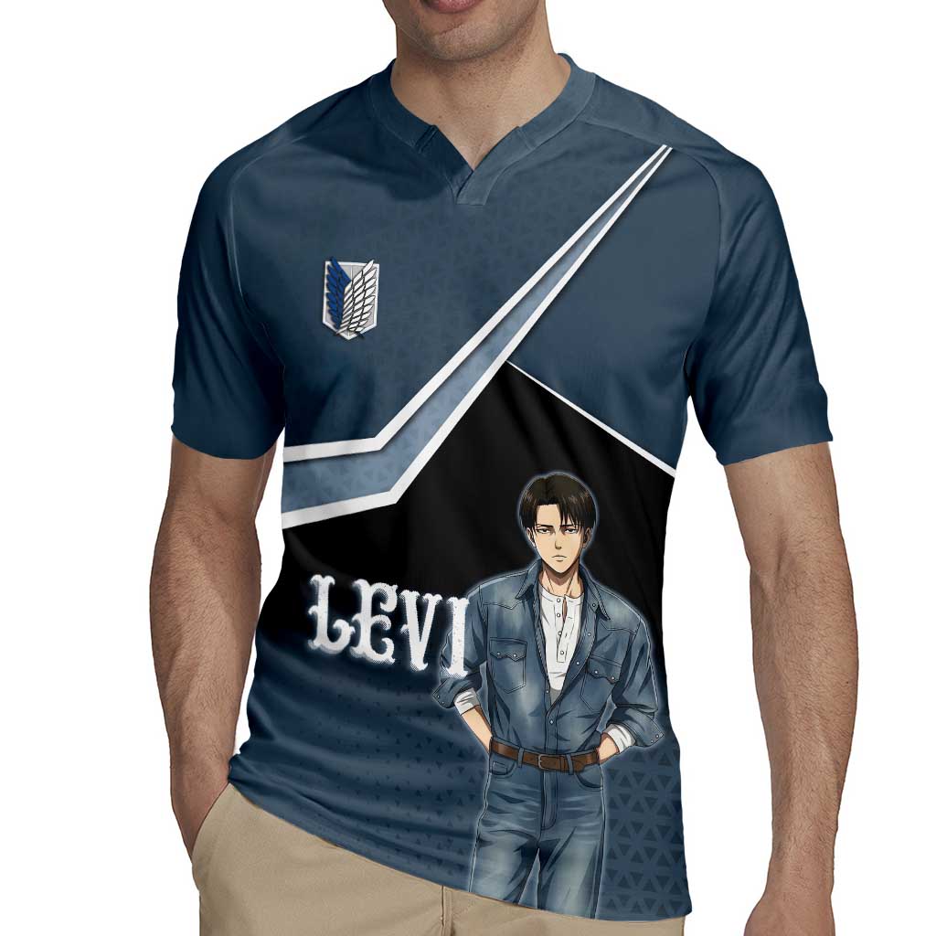 Levi Attack on Titan Rugby Jersey Anime Denim Illustration