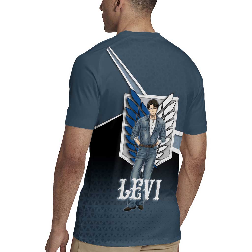 Levi Attack on Titan Rugby Jersey Anime Denim Illustration