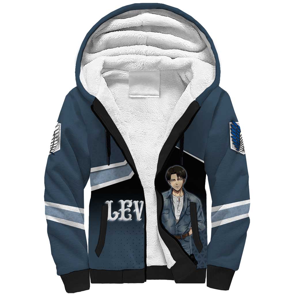 Levi Attack on Titan Sherpa Hoodie Anime Denim Illustration