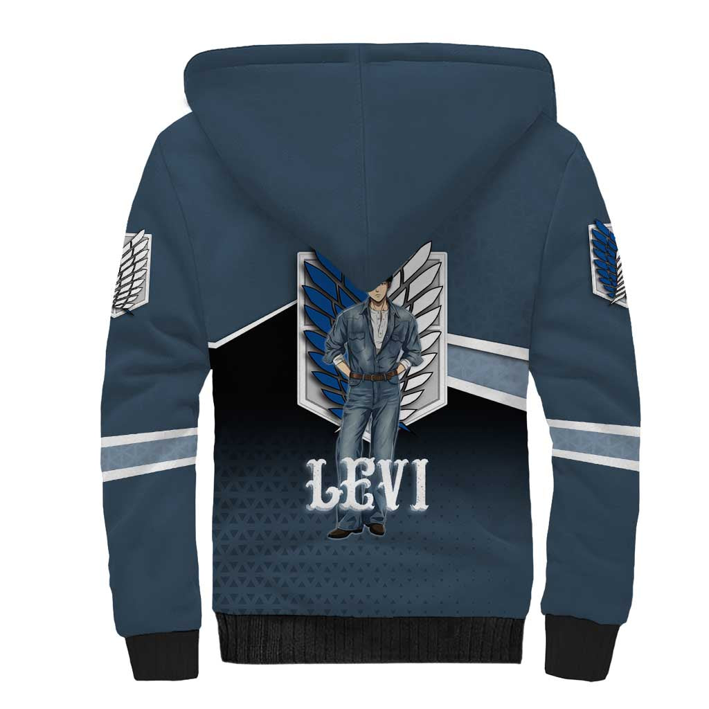 Levi Attack on Titan Sherpa Hoodie Anime Denim Illustration