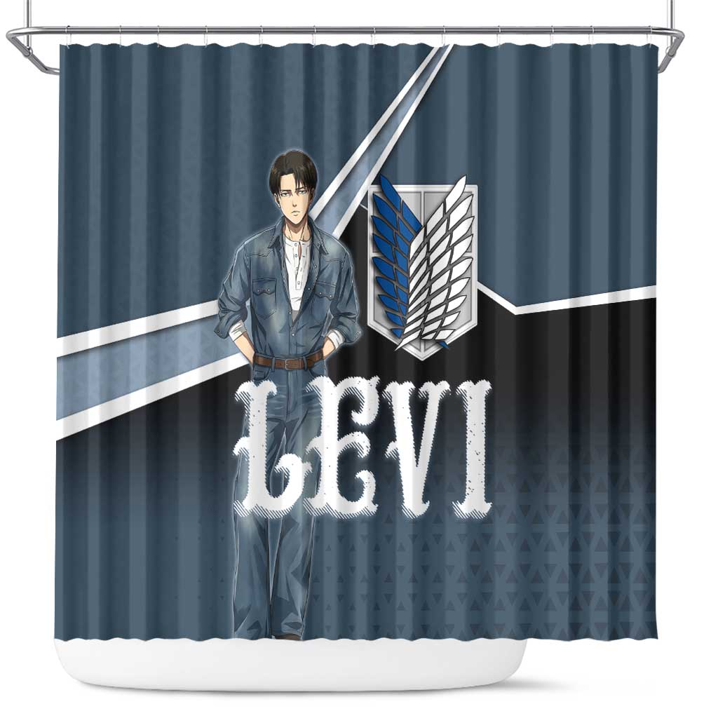 Levi Attack on Titan Shower Curtain Anime Denim Illustration