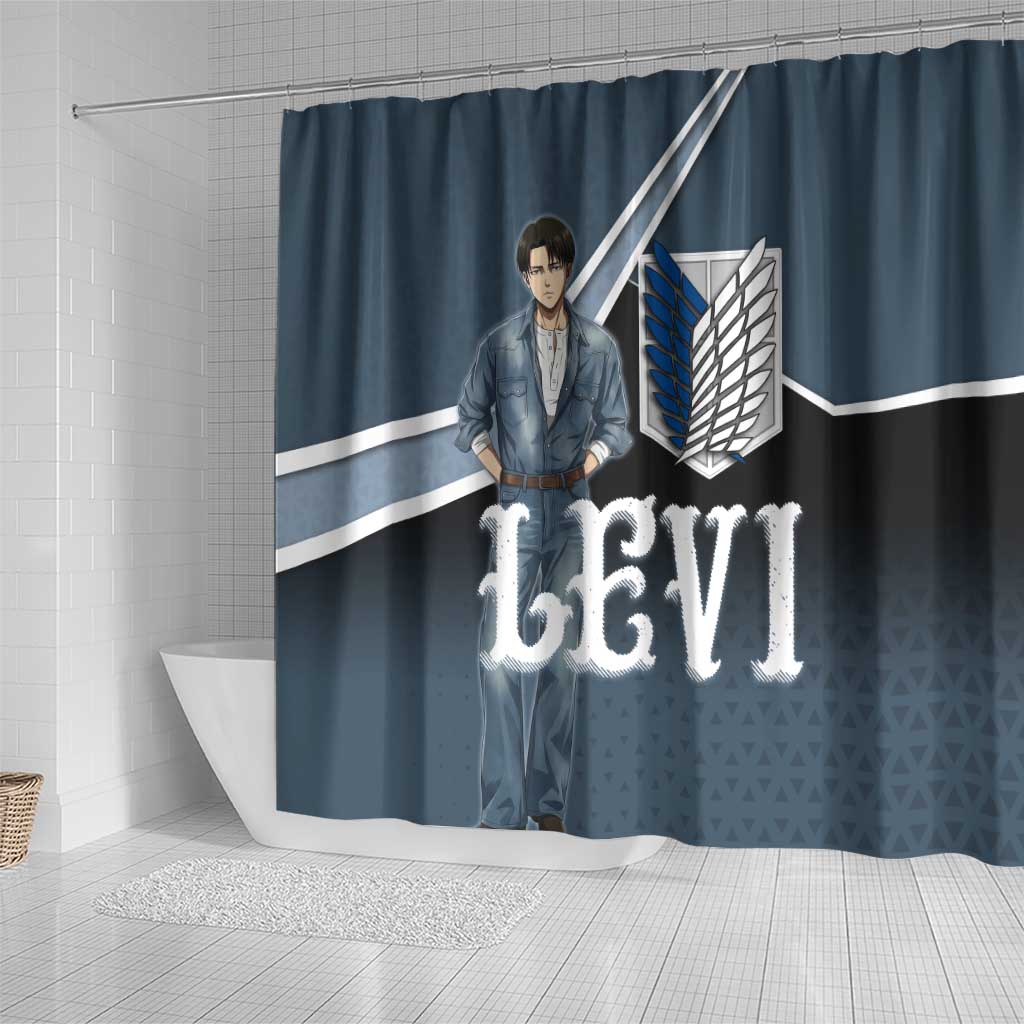 Levi Attack on Titan Shower Curtain Anime Denim Illustration