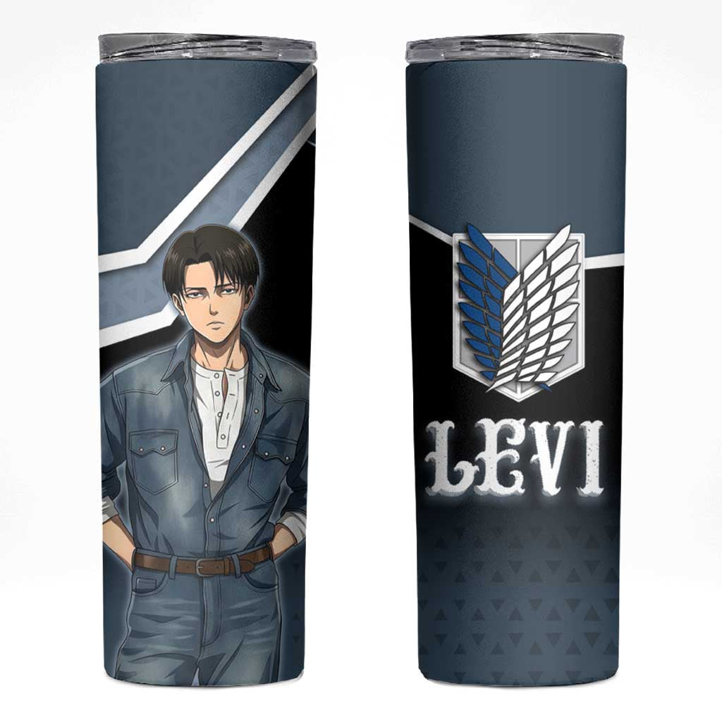Levi Attack on Titan Skinny Tumbler Anime Denim Illustration