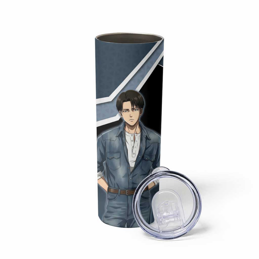 Levi Attack on Titan Skinny Tumbler Anime Denim Illustration