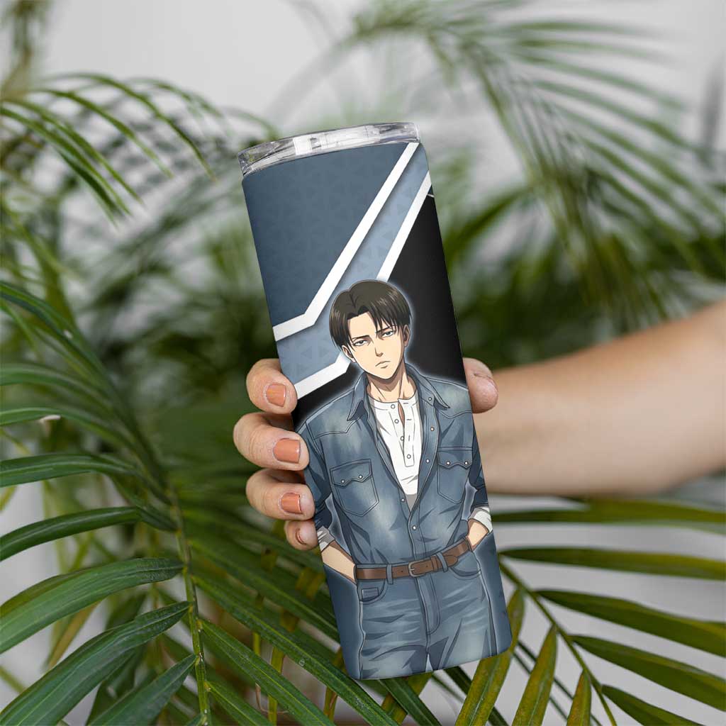 Levi Attack on Titan Skinny Tumbler Anime Denim Illustration