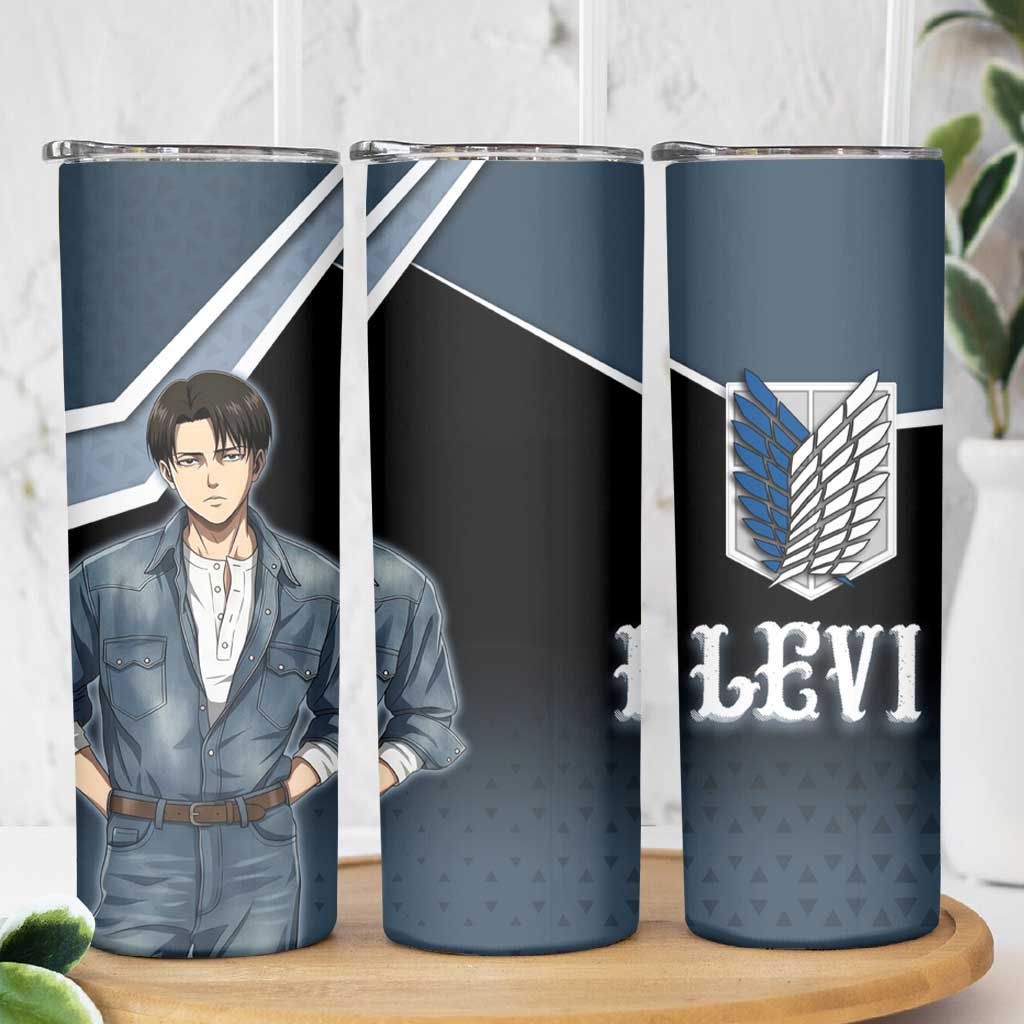 Levi Attack on Titan Skinny Tumbler Anime Denim Illustration