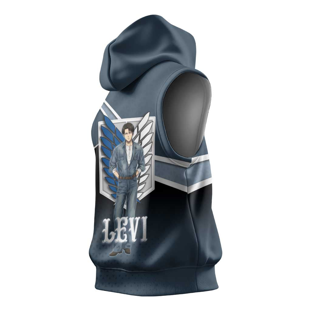Levi Attack on Titan Sleeveless Hoodie Anime Denim Illustration