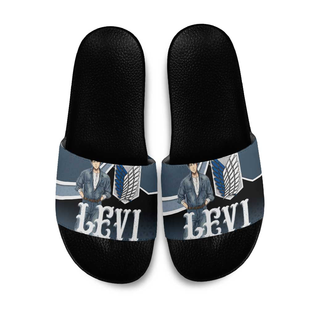 Levi Attack on Titan Slide Sandals Anime Denim Illustration
