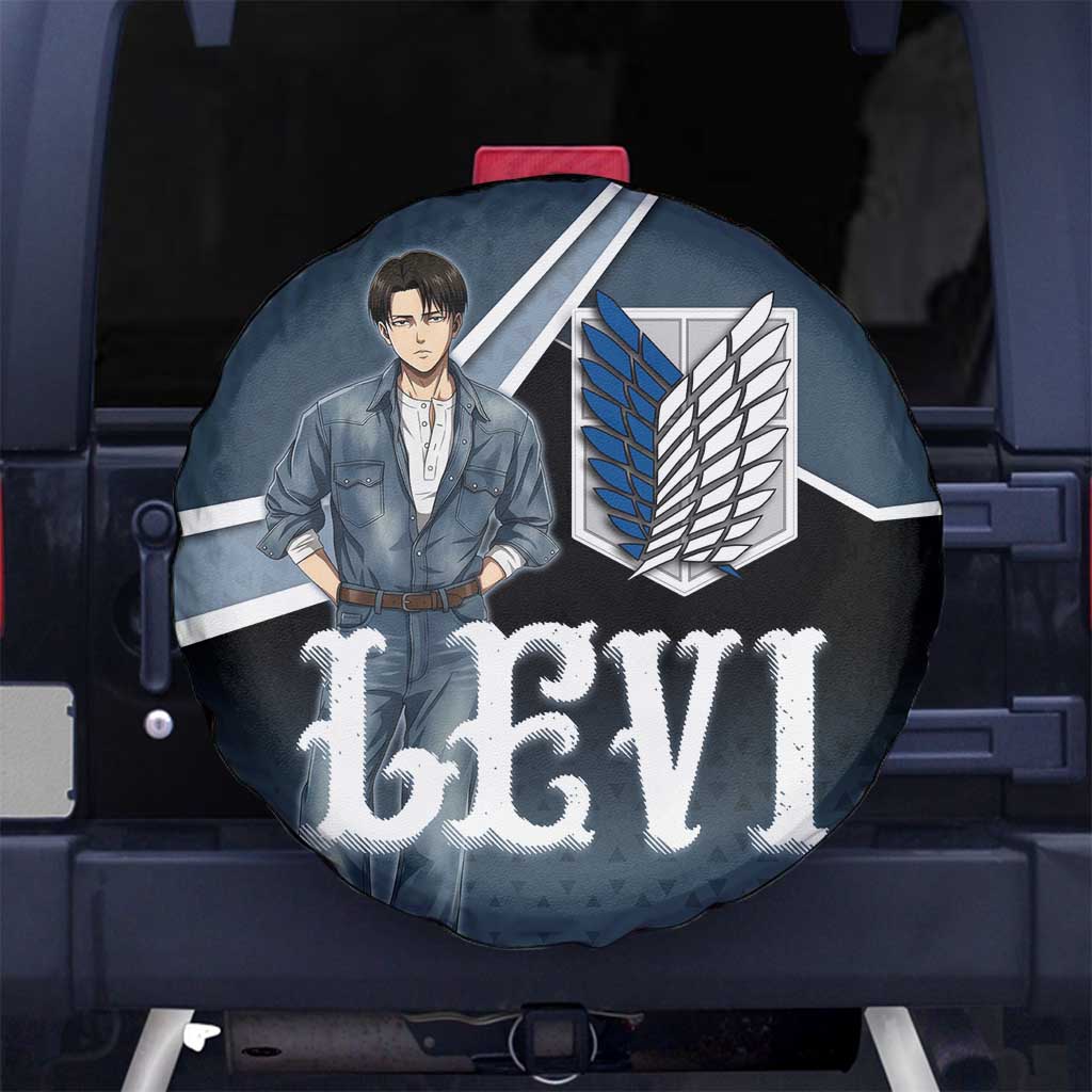 Levi Attack on Titan Spare Tire Cover Anime Denim Illustration