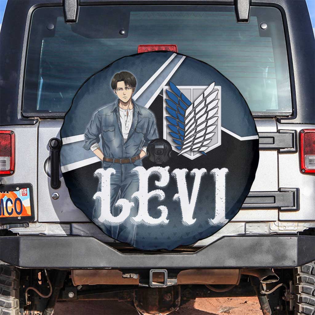Levi Attack on Titan Spare Tire Cover Anime Denim Illustration