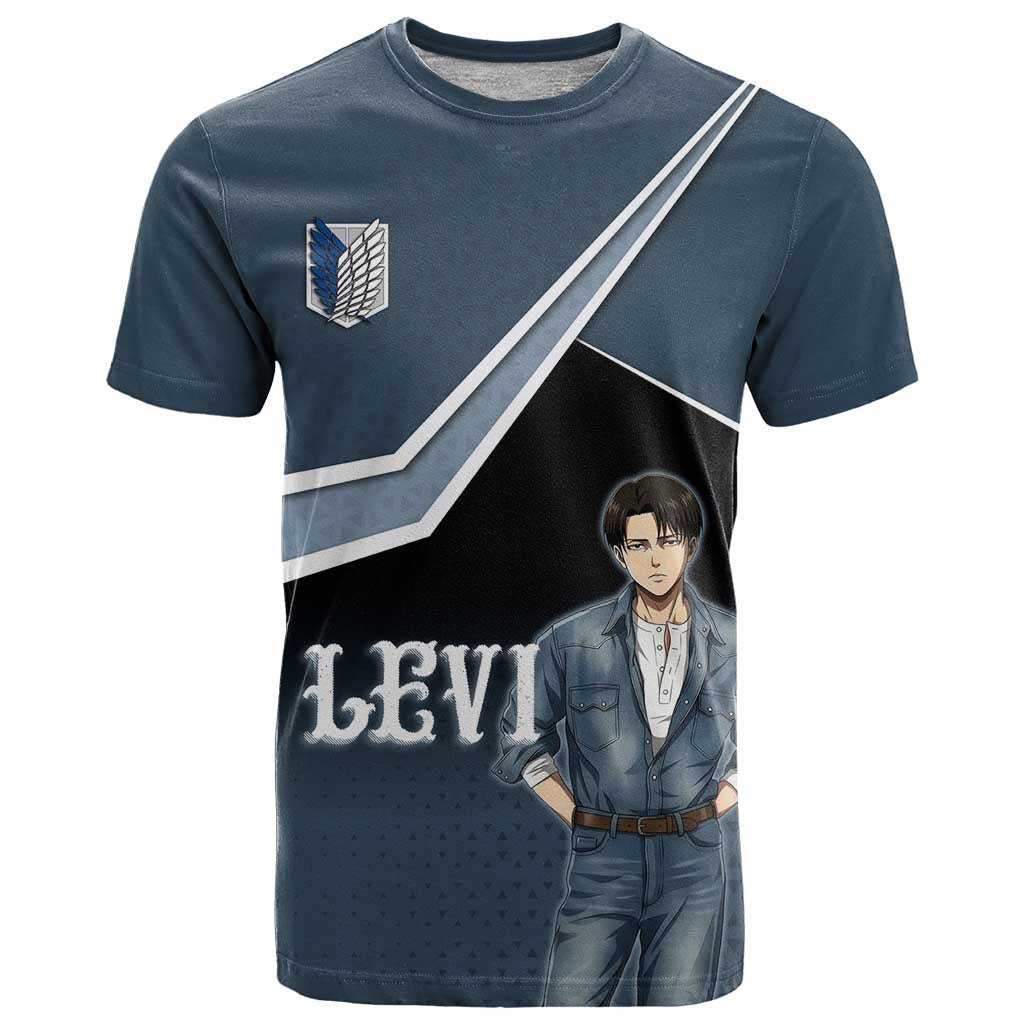 Levi Attack on Titan T Shirt Anime Denim Illustration