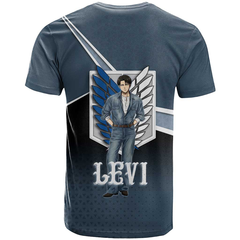 Levi Attack on Titan T Shirt Anime Denim Illustration