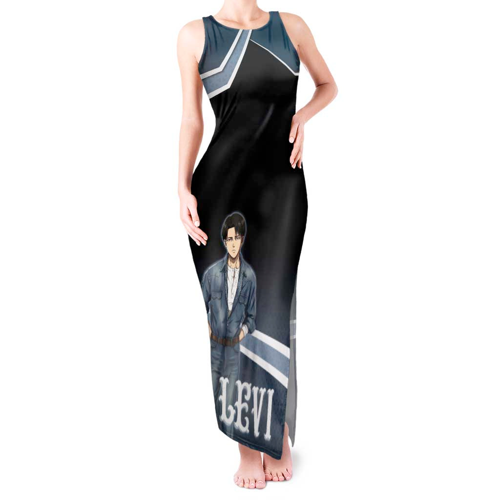 Levi Attack on Titan Tank Maxi Dress Anime Denim Illustration