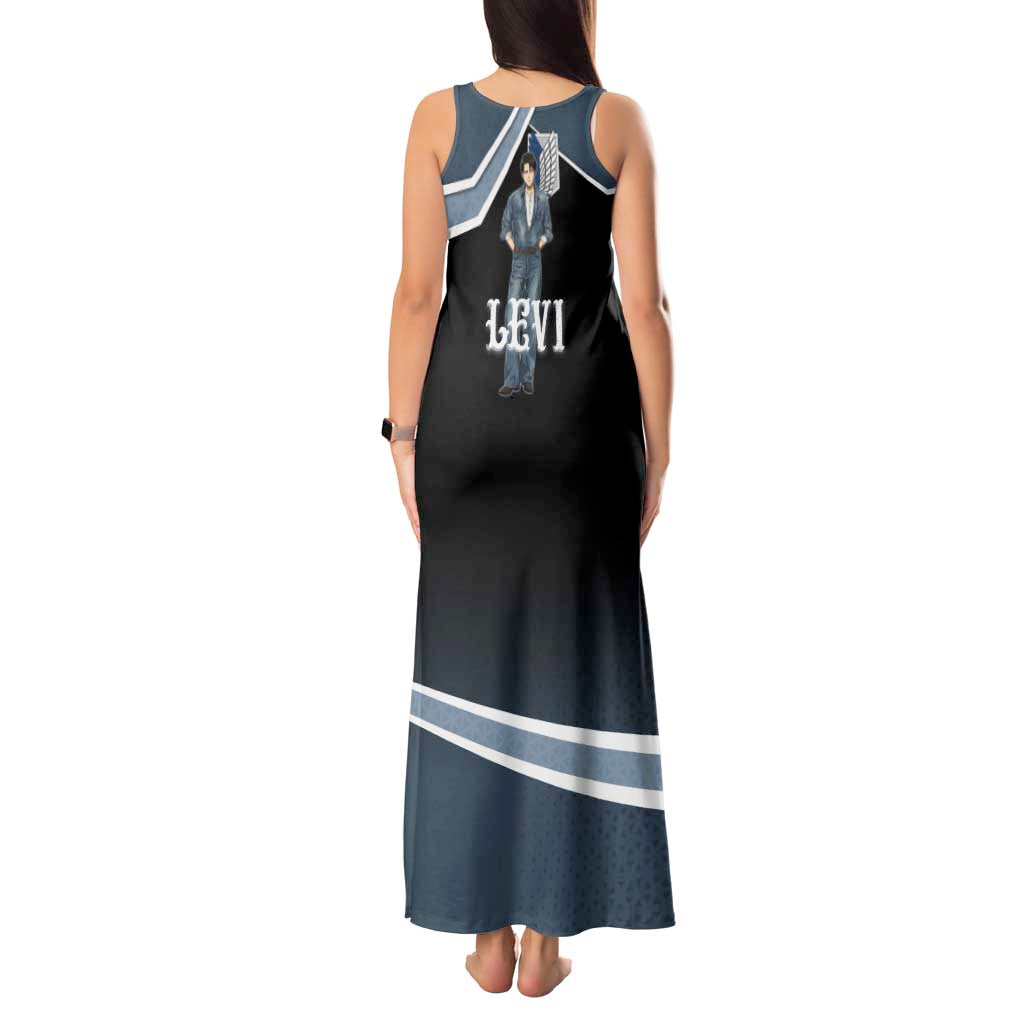 Levi Attack on Titan Tank Maxi Dress Anime Denim Illustration