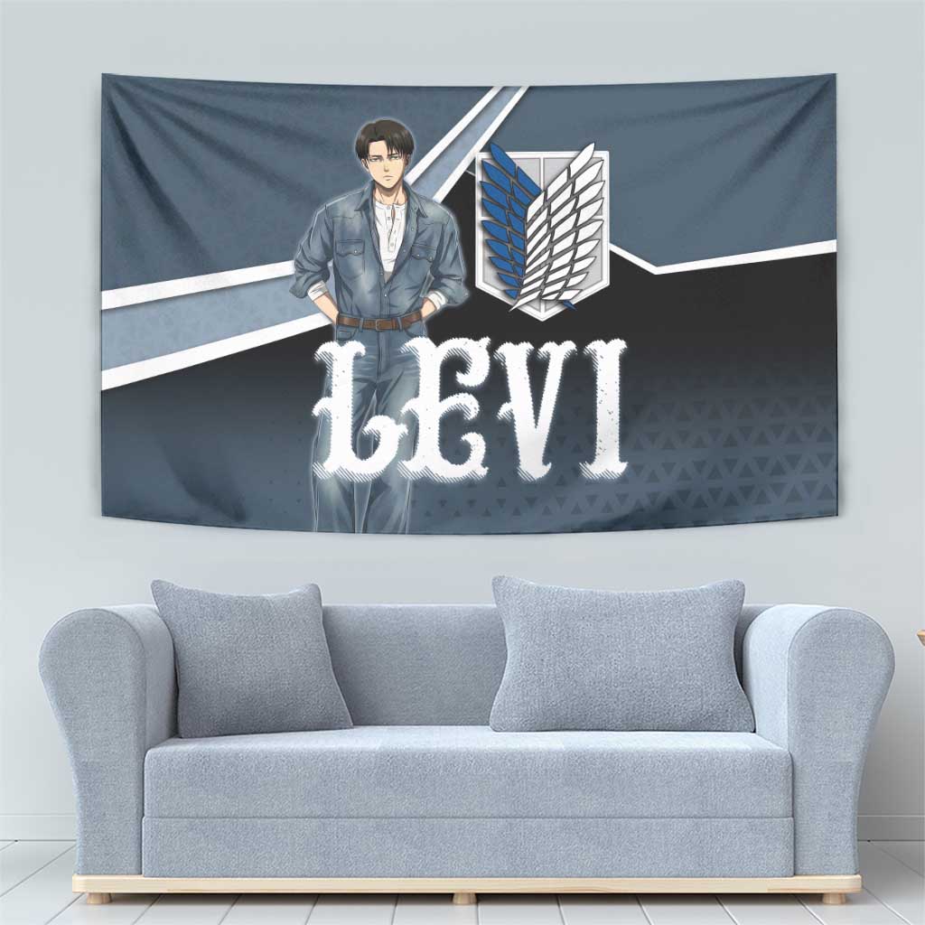 Levi Attack on Titan Tapestry Anime Denim Illustration