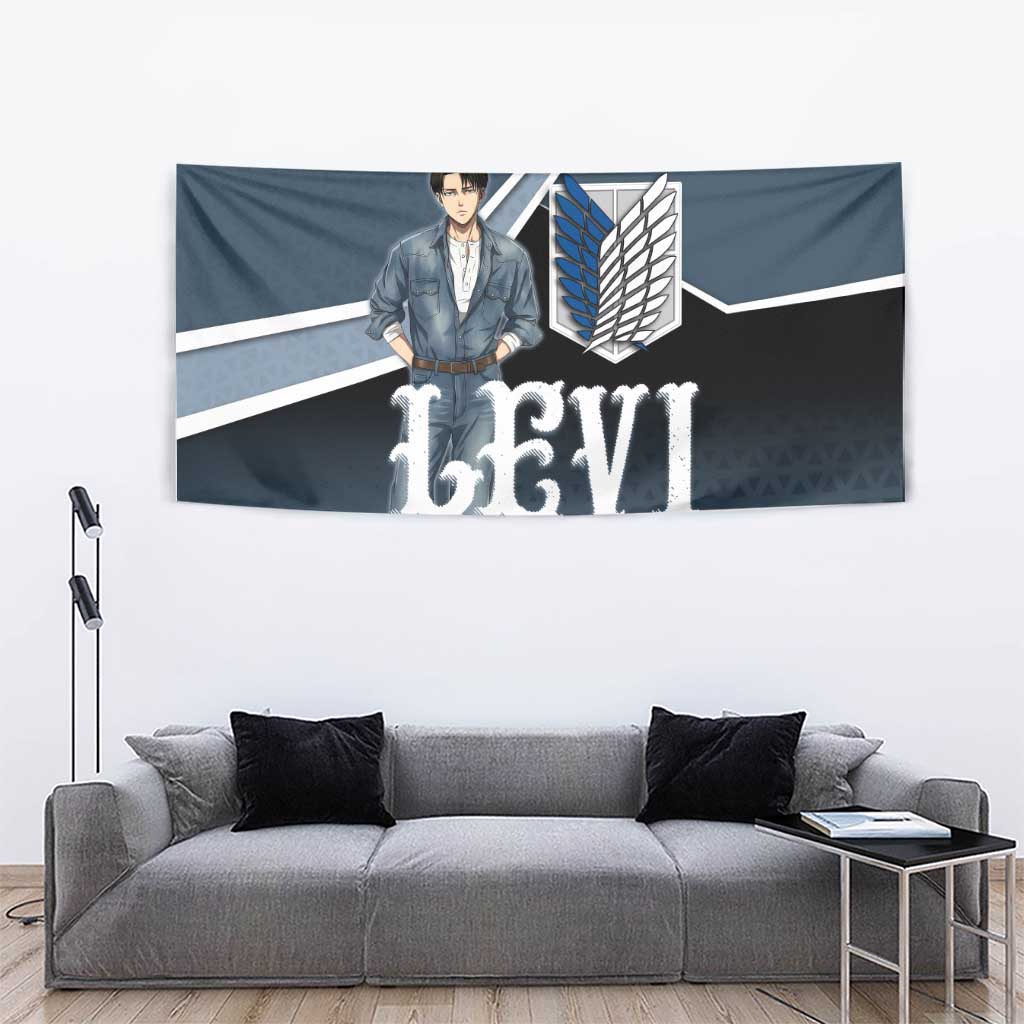 Levi Attack on Titan Tapestry Anime Denim Illustration