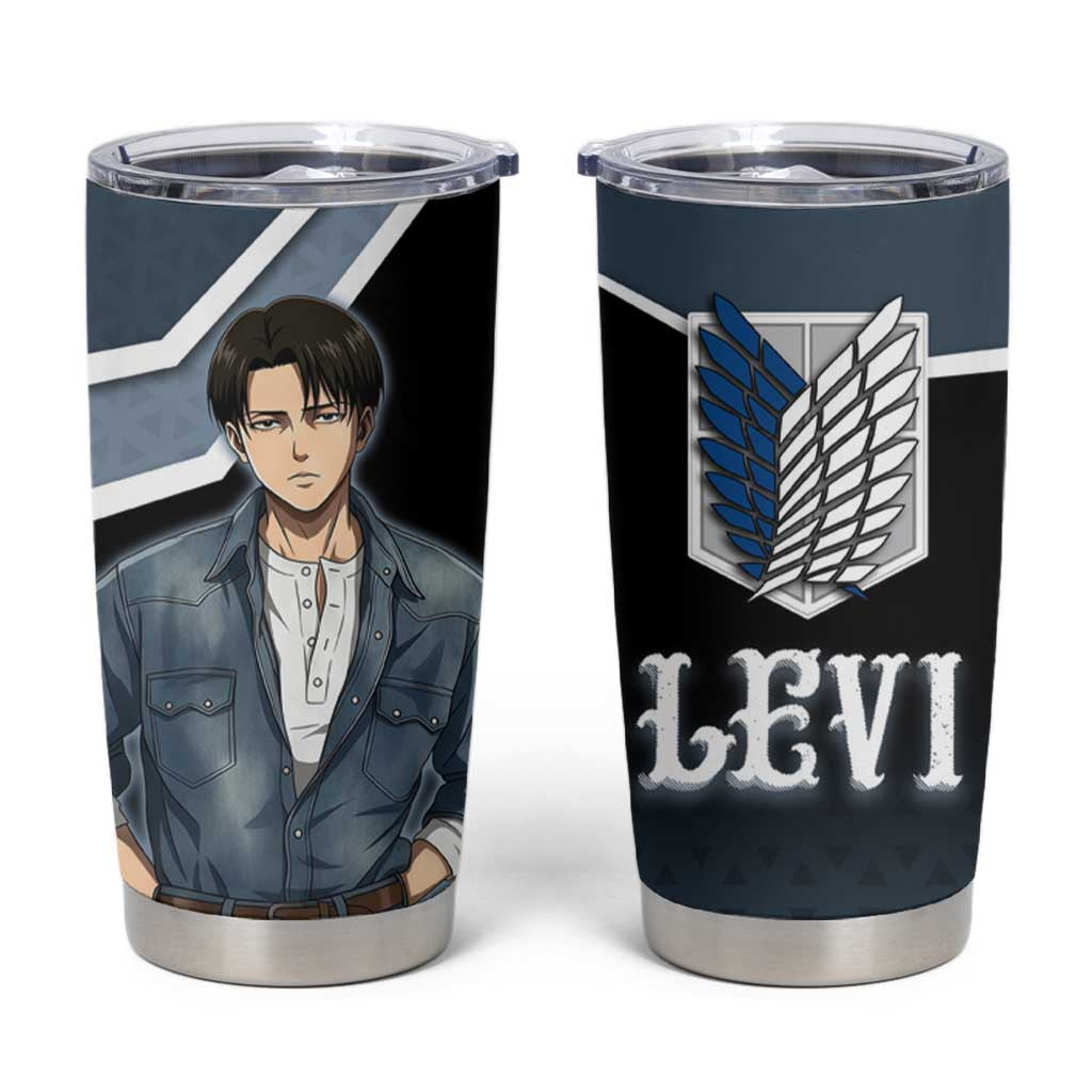 Levi Attack on Titan Tumbler Cup Anime Denim Illustration