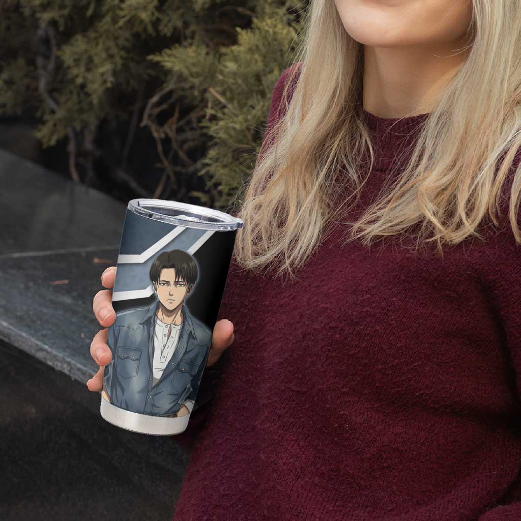 Levi Attack on Titan Tumbler Cup Anime Denim Illustration
