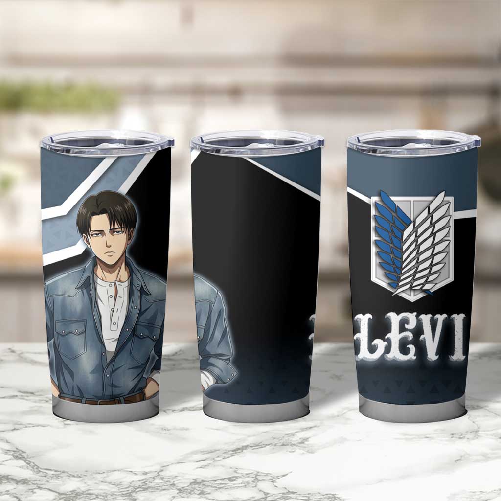 Levi Attack on Titan Tumbler Cup Anime Denim Illustration