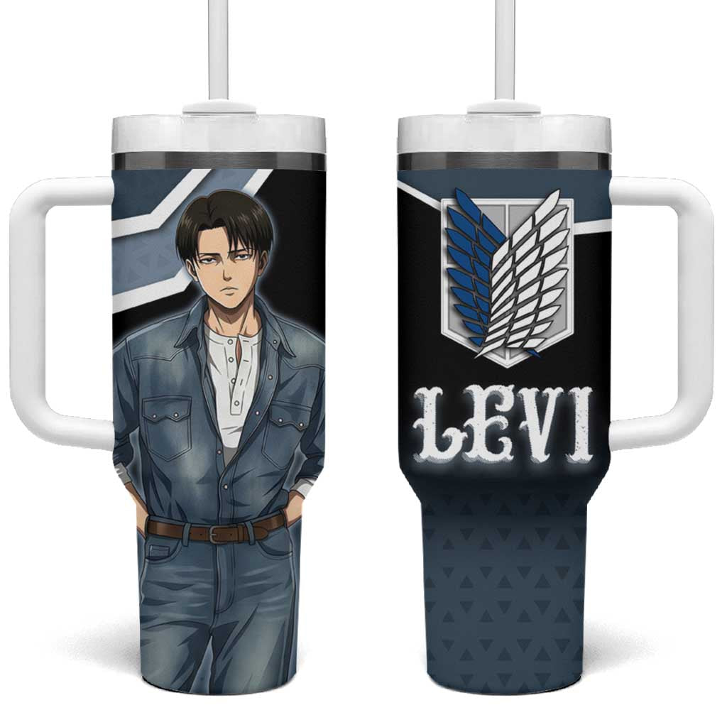 Levi Attack on Titan Tumbler With Handle Anime Denim Illustration