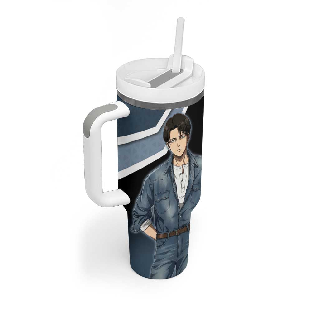 Levi Attack on Titan Tumbler With Handle Anime Denim Illustration