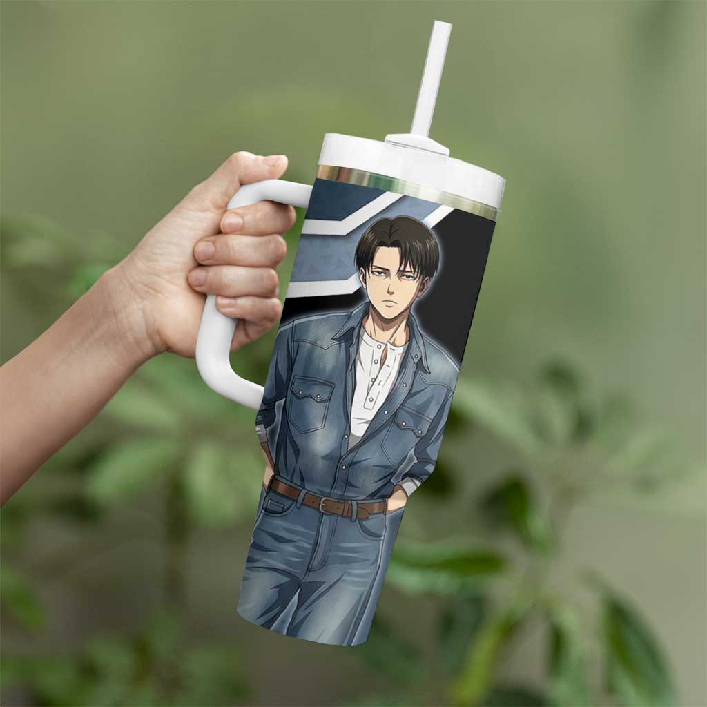 Levi Attack on Titan Tumbler With Handle Anime Denim Illustration