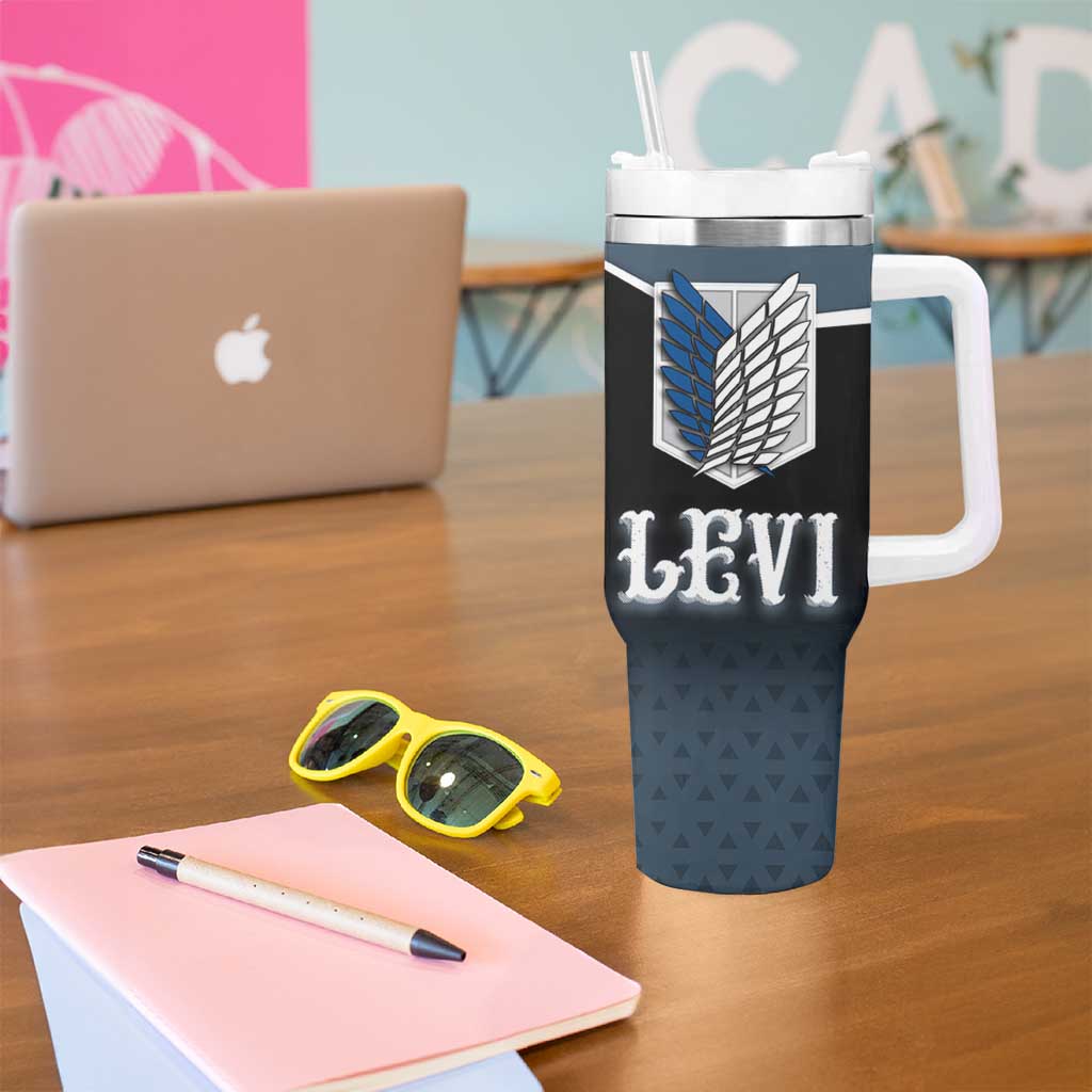 Levi Attack on Titan Tumbler With Handle Anime Denim Illustration