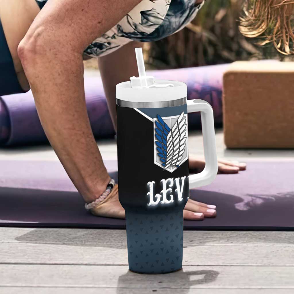 Levi Attack on Titan Tumbler With Handle Anime Denim Illustration