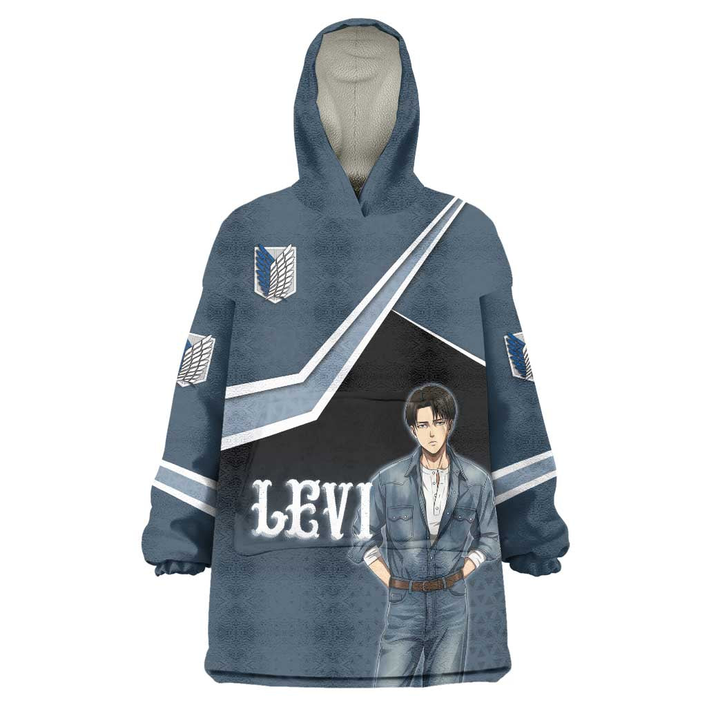 Levi Attack on Titan Wearable Blanket Hoodie Anime Denim Illustration