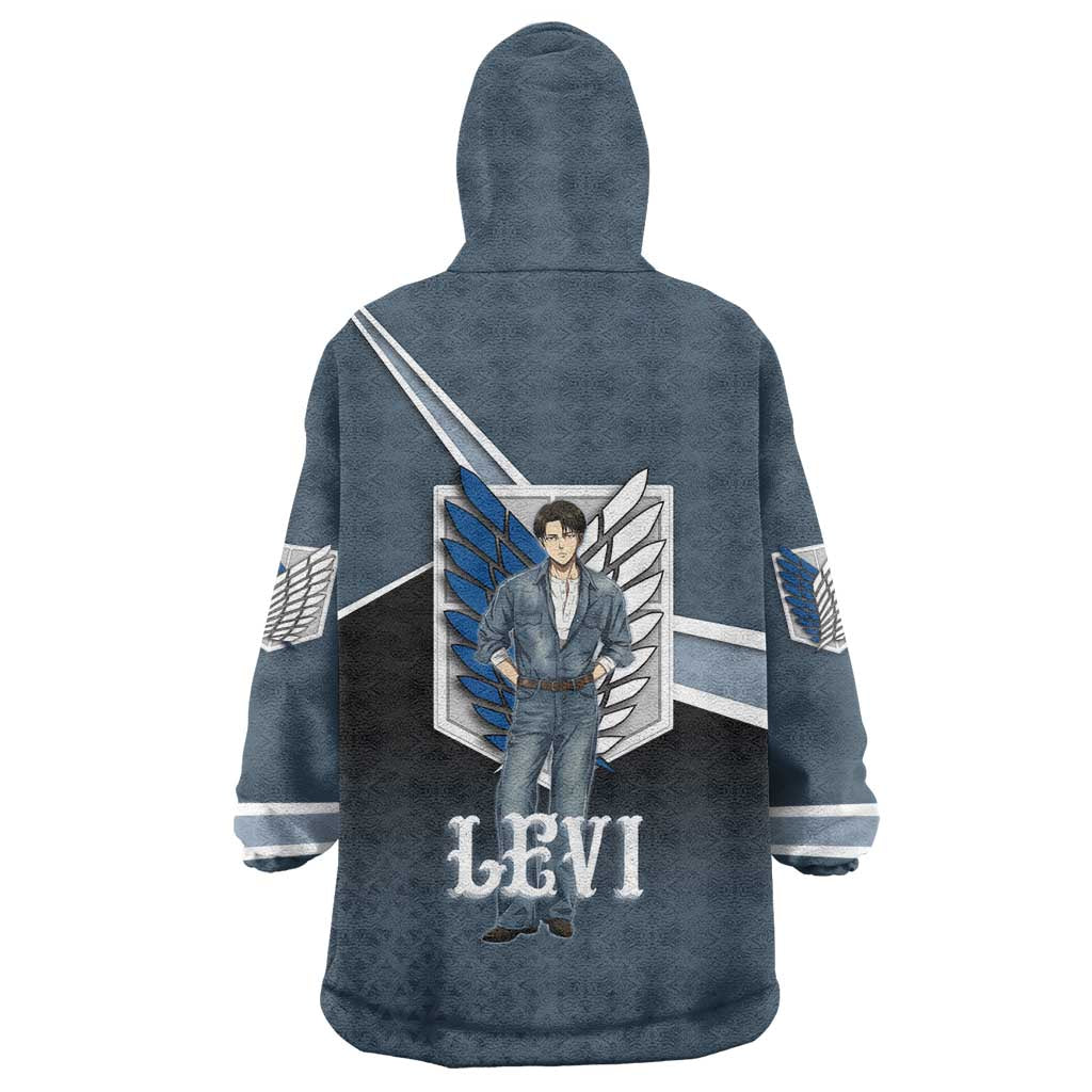Levi Attack on Titan Wearable Blanket Hoodie Anime Denim Illustration