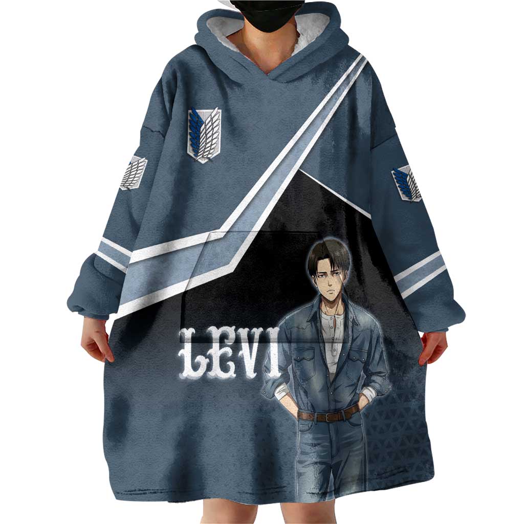 Levi Attack on Titan Wearable Blanket Hoodie Anime Denim Illustration