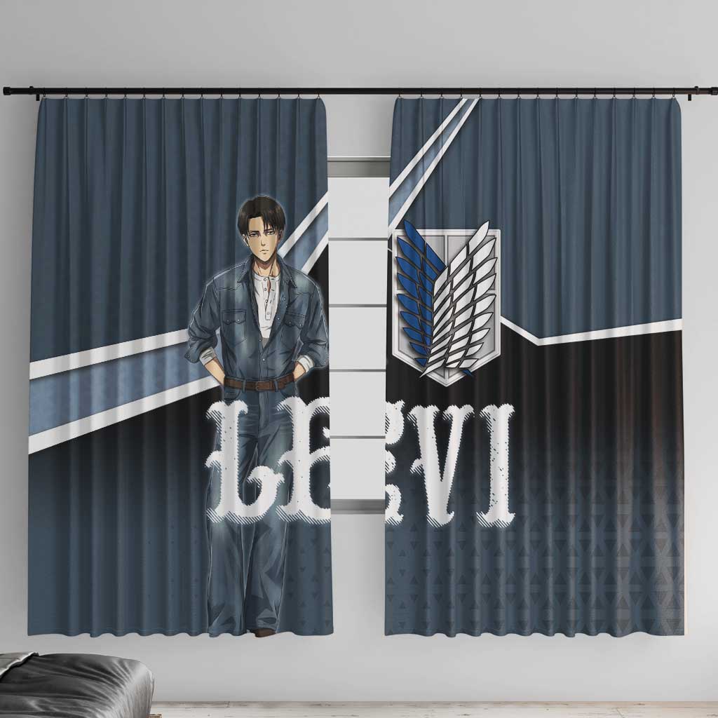 Levi Attack on Titan Window Curtain Anime Denim Illustration