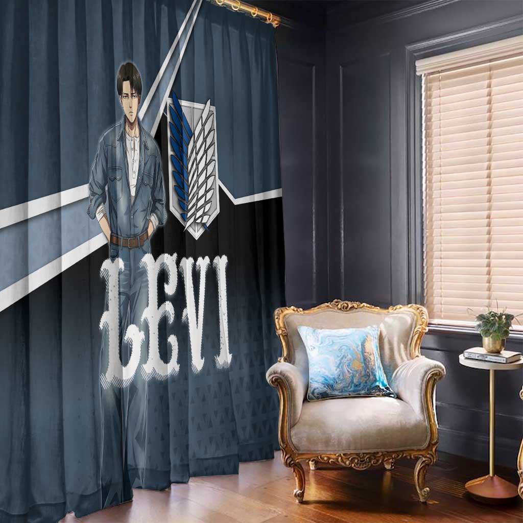 Levi Attack on Titan Window Curtain Anime Denim Illustration