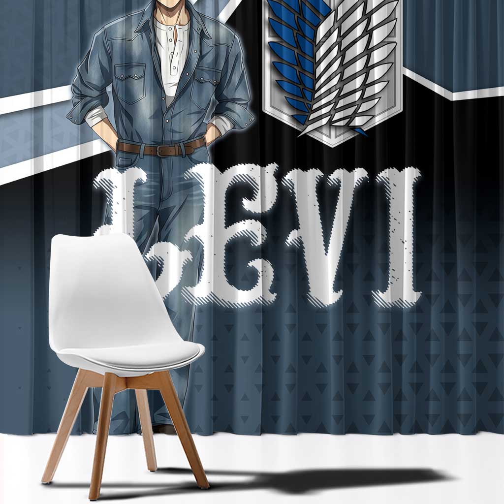 Levi Attack on Titan Window Curtain Anime Denim Illustration